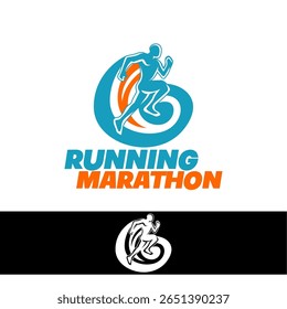 Execute a ilustração vetorial do logotipo da Maratona do clube de corrida.