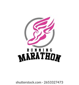 Execute a ilustração vetorial do logotipo da Maratona do clube de corrida.