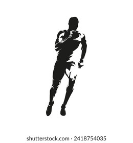 Run, running man isolated vector silhouette, front view