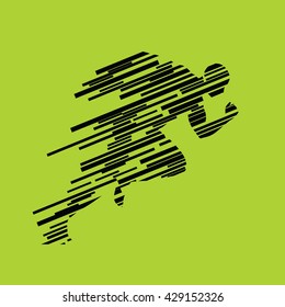Run, running man from lines, abstract vector silhouette. Runner profile. Sprinter is gaining momentum at start