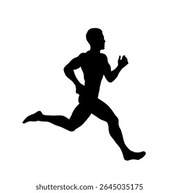 Run, running man, sprinter isolated vector silhouette, side view. Athletics