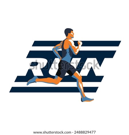 Run, running man vector illustration