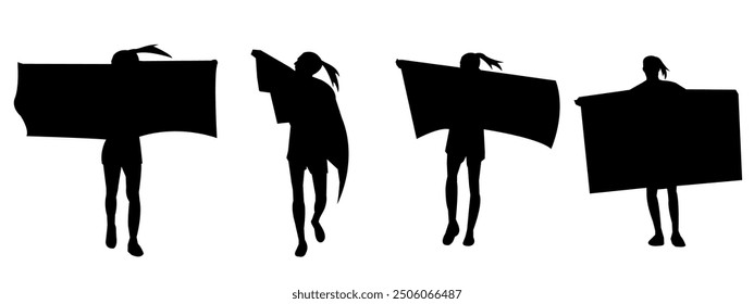 Run. Running men, vector set of isolated silhouettes