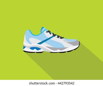 run running shoes with drop shadow flat style vector graphic illustration