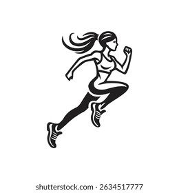 Run  running woman  female sprinter  low poly isolated vector illustration