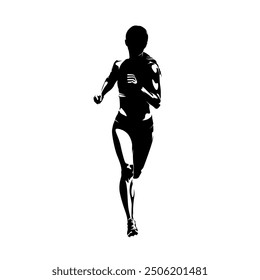 Correr, mujer corriendo, vista frontal, silueta de Vector aislado