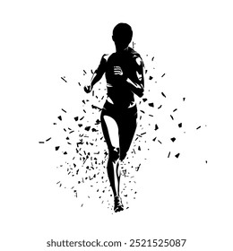 Correr, mujer corriendo, vista frontal, silueta de Vector aislado