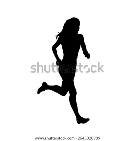 Run, running woman isolated vector silhouette, side view. Athletics