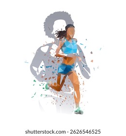 Run, running women, group of isolated vector illustrations. Athletics, track and field collage