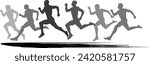 Run. Set of running people. Isolated