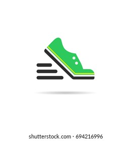 run, shoes, walk, action icon, vector illustration. Flat design style