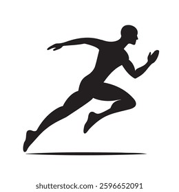 Run silhouette vector design black and white