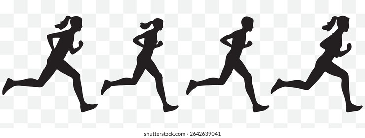 run silhouettes vector eps 10