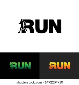 Run simple logo icon design vector