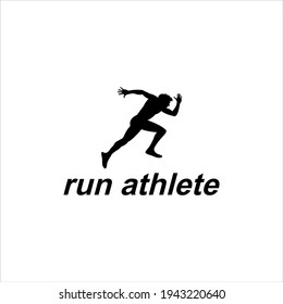 run sport athlete marathon logo design vector