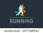 Run, sport athletic logo, group of running people