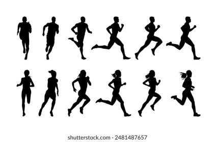 Run, sport athletic logo, group of running people