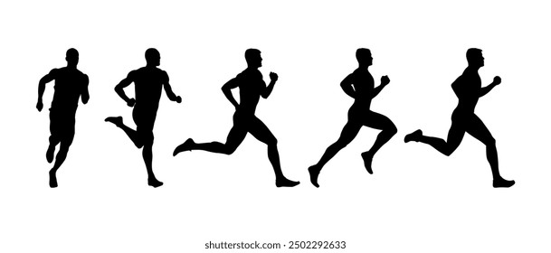 Run, sport athletic logo, group of running men