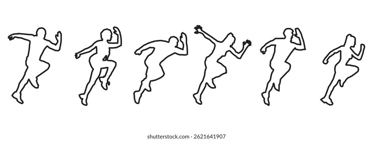 Run, sport athletic logo, group of running people