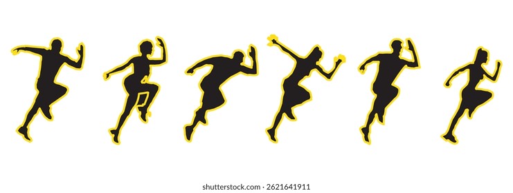 Run, sport athletic logo, group of running people