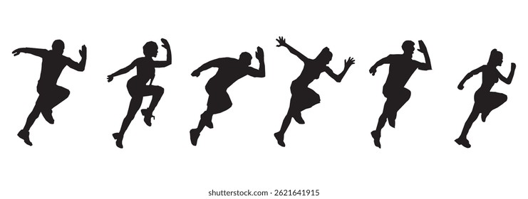 Run, sport athletic logo, group of running people