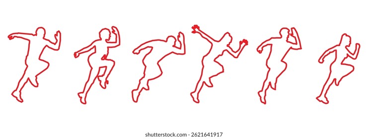 Run, sport athletic logo, group of running people