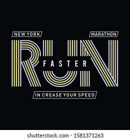 Run sport athletic typography, tee shirt graphics, vectors