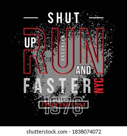Run sport athletic typography, tee shirt graphics, vectors