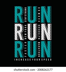 Corre la tipografía deportiva deportiva deportiva, gráficos de camisetas, vectores