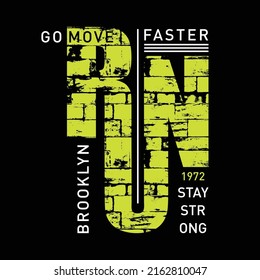 Run sport athletic typography, tee shirt graphics, vectors