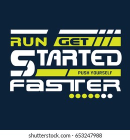 Run sport athletic typography, tee shirt graphics, vectors