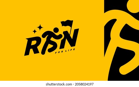 Run sport club logo design templates, Run lettering typography icon, Tournaments and marathons logotype concept