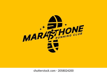 Run sport club logo design templates, Marathons lettering typography icon, Tournaments logotype concept