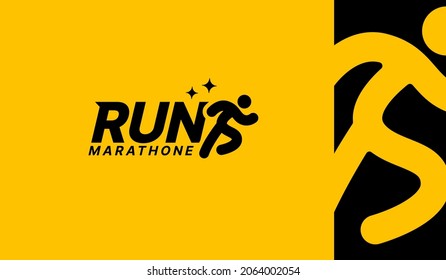 Run sport club logo design templates, Run lettering typography icon, Tournaments and marathons logotype concept