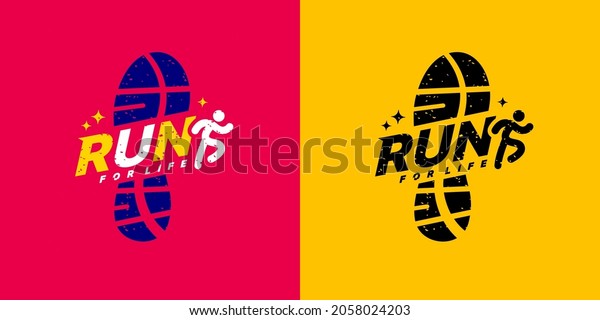 Run sport club\
logo design templates, Run lettering typography icon, Tournaments\
and marathons logotype\
concept