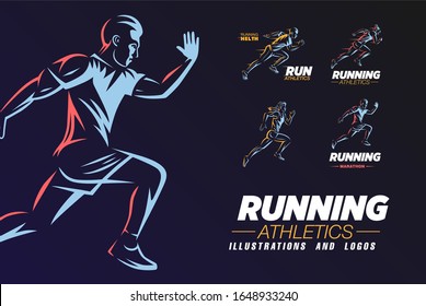 Run Sport Club Logo Templates Set