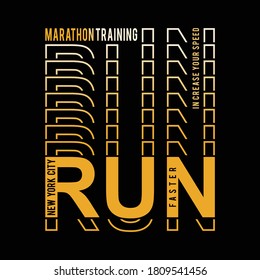 Run sport faster typography, t-shirt graphics, vectors