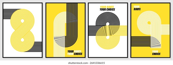 run sport track sports event or championship background. Poster banner line yellow design and abstract running track on stadium. Vector illustration graphic elements for flyer, cover, brochure modern 