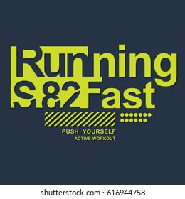 Run sport typography, tee shirt graphics, vectors