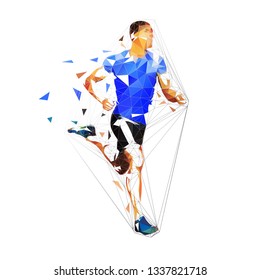 Run. Sprinting Man, Low Polygonal Geometric Illustration. Vector Runner, Front View