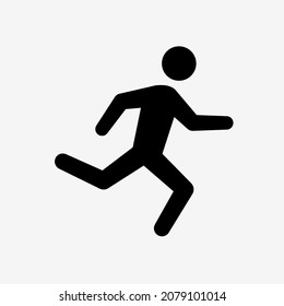 Run stickman icon. Clipart image isolated on white background