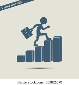 Run to success. Vector illustration. man climbs up the career la
