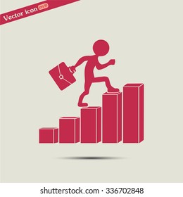 Run to success. Vector illustration. man climbs up the career la