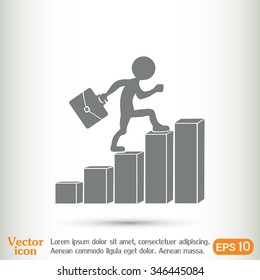 Run to success. Vector illustration. man climbs up the career la