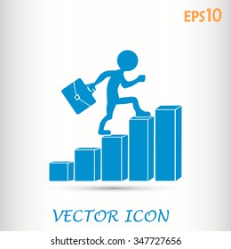 Run to success. Vector illustration. man climbs up the career la