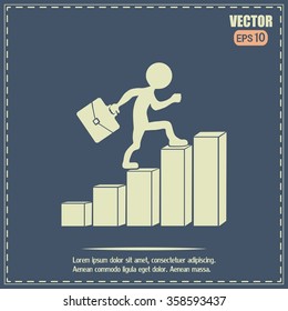 Run to success. Vector illustration. man climbs up the career la