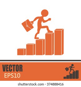 Run to success. Vector illustration. man climbs up the career la