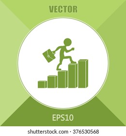 Run to success. Vector illustration. man climbs up the career la