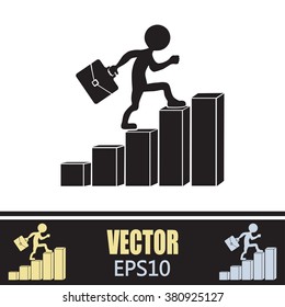 Run to success. Vector illustration. man climbs up the career la