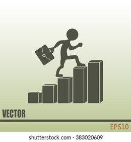 Run to success. Vector illustration. man climbs up the career la